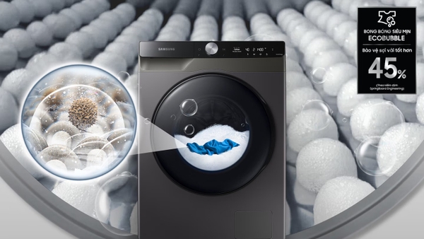 Công nghệ Bong bóng siêu mịn AI Ecobubble và sạch siêu tốc Super Speed: Giải pháp giặt giũ toàn diện trên máy giặt Samsung