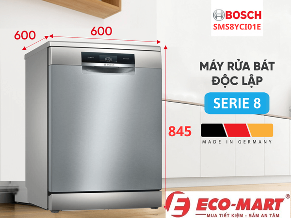 Đánh giá chi tiết máy rửa bát Bosch Series 8 SMS8YCI01E có sấy Zeolith, tự động hé cửa