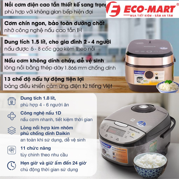 Nên mua nồi cơm điện tử RCB5938 hay nồi cơm điện cao tần RCB5988