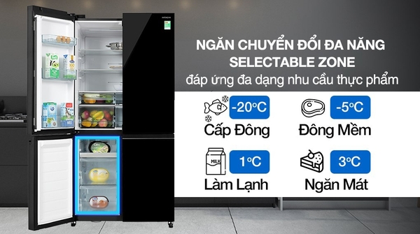 So sánh ngăn chuyển đổi đa năng trên mẫu tủ lạnh Hitachi R-WB640PGV1 và R-WB640VGV0