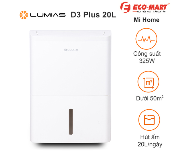 Review chi tiết máy hút ẩm LUMIAS D3PLUS công suất 325W hút 20 lít 1 ngày