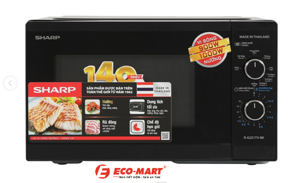 Đánh giá chi tiết lò vi sóng Sharp R-G251TV-BK 25 lít có nướng