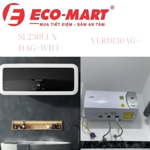 So găng 2 bình nóng lạnh VERDI30AG+ và SL230LUX-DAG+WIFI