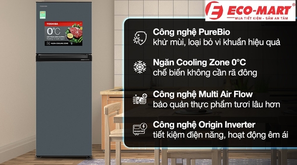 Tủ lạnh Toshiba Inverter 253 lít GR-RT329WE-PMV(52) - Nhỏ nhưng có võ