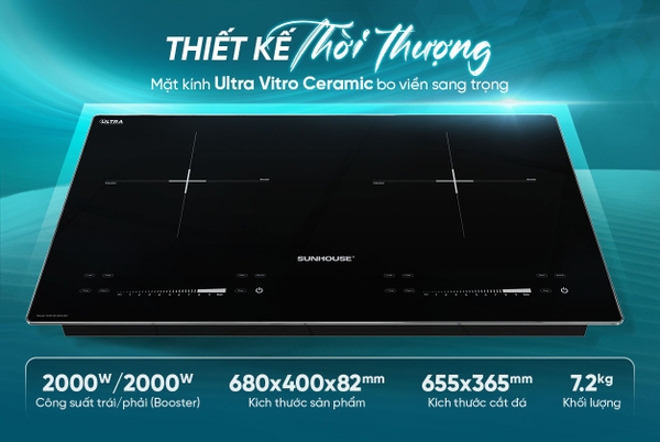 Review chi tiết về bếp từ đôi Sunhouse QD02-BH