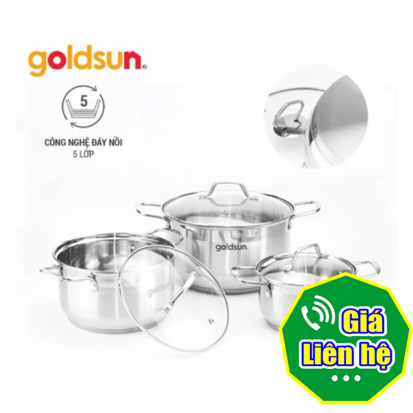 Bộ nồi Goldsun GPS1741-S 3 chiếc inox 5 lớp