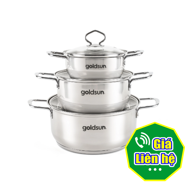Bộ nồi Goldsun GPS1700 3 chiếc inox 3 lớp