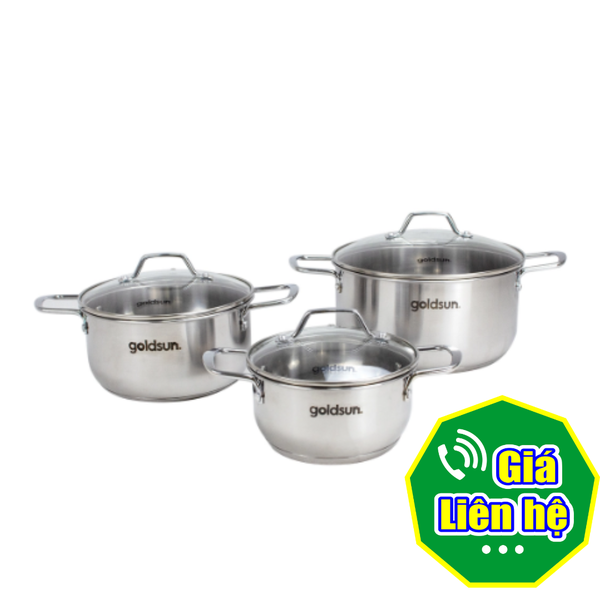 Bộ nồi Goldsun GPS1702 3 chiếc inox 3 lớp