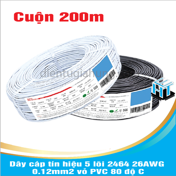 Dây cáp tín hiệu 5 lõi 2464 26AWG 0.12mm2 vỏ PVC 80 độ C HTE LINH KIỆN ...
