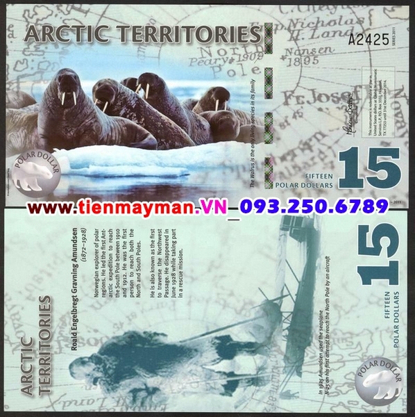 Tiền giấy Bắc Cực 15 Polar Dollars 2010 UNC polymer