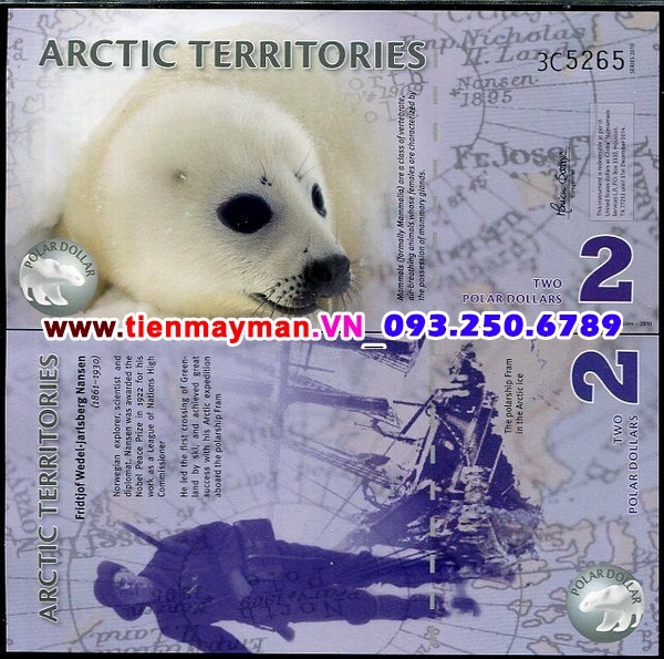 Tiền giấy Bắc Cực 2 Polar Dollars 2010 UNC polymer