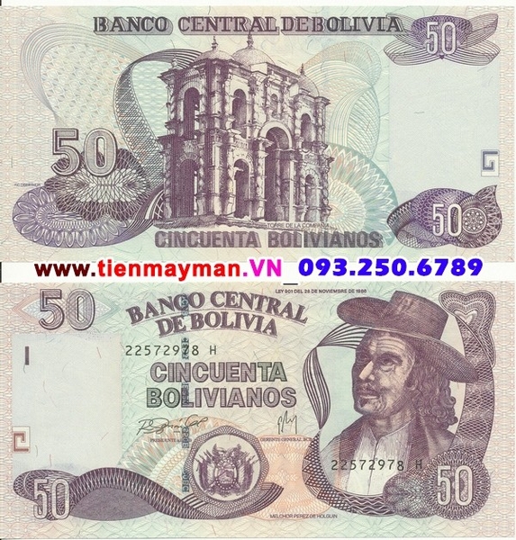 Tiền giấy Bolivia 50 Bolivianos 2007 UNC