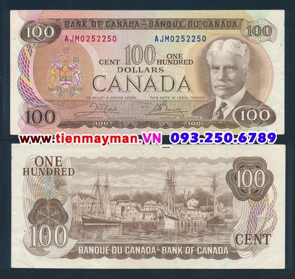 Tiền giấy Canada 100 Dollar 1975 UNC