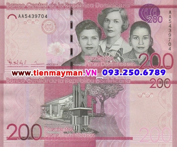Tiền giấy Dominican Republic 200 Pesos 2015 UNC