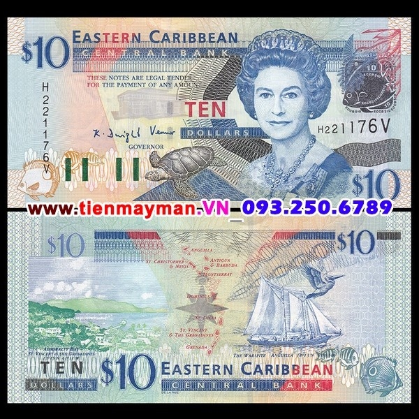 Tiền giấy East Caribbean 10 Dollar 2003 UNC