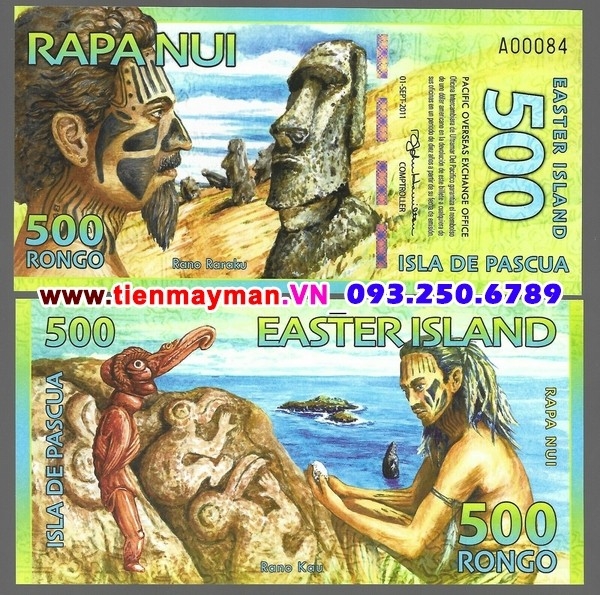 Tiền giấy Đảo Phục Sinh 500 Rongo 2011 UNC polymer