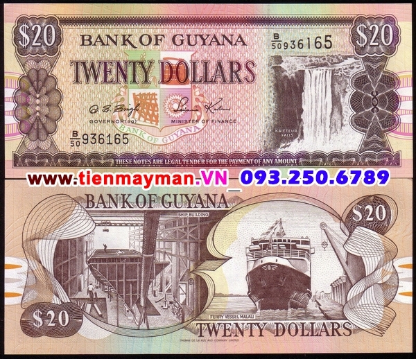 Tiền giấy Guyana 20 dollar 1996 UNC
