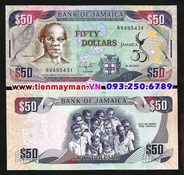 Tiền giấy Jamaica 50 dollar 2012 UNC