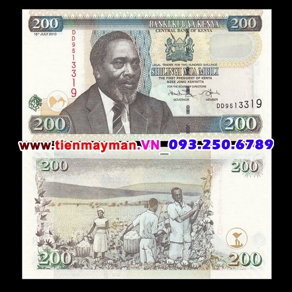 Tiền giấy Kenya 200 shillings 2009 UNC