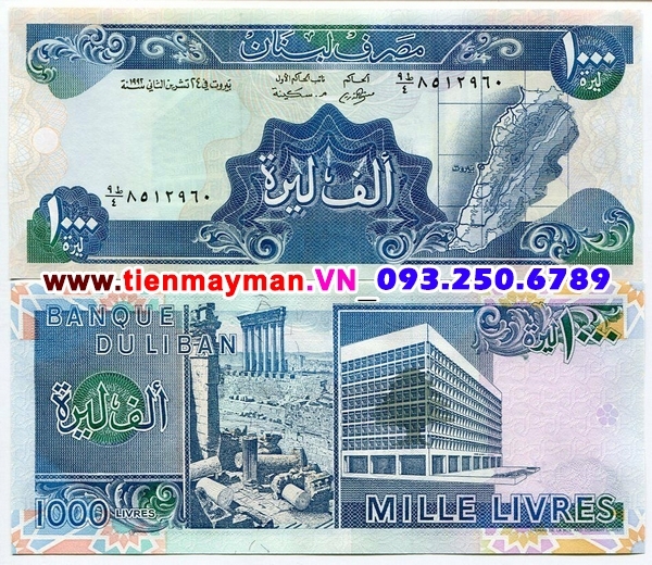 Tiền giấy Li băng 1000 Livers 1992 UNC