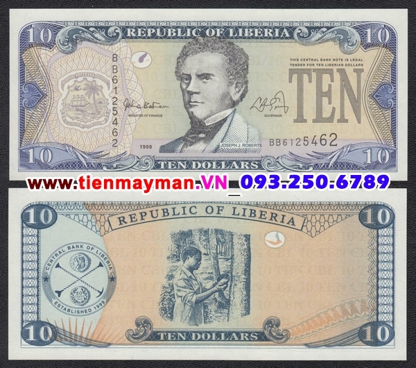 Tiền giấy Liberia 10 Dollar 2009 UNC