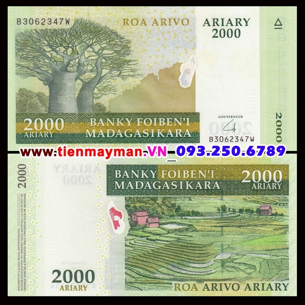 Tiền giấy Madagascar 2000 Ariary 2007 UNC