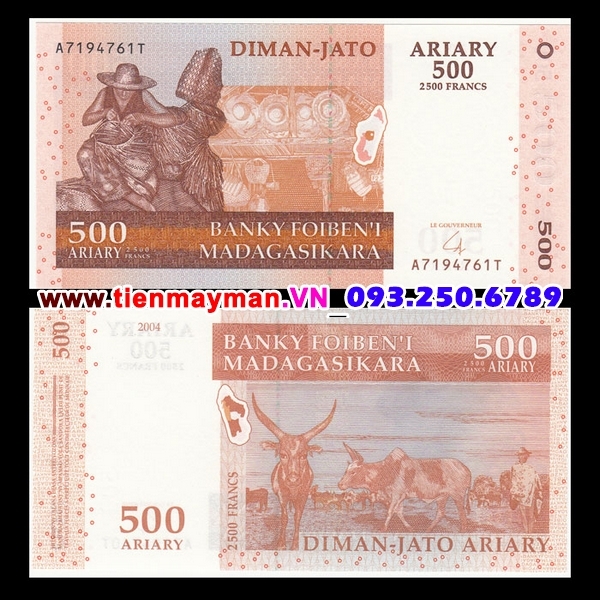 Tiền giấy Madagascar 500 Ariary 2004 UNC