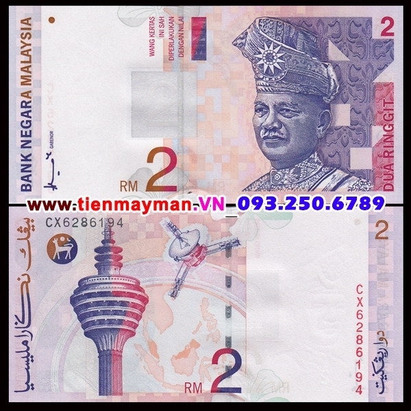 Tiền giấy Malaysia 2 Ringgit 1996 UNC