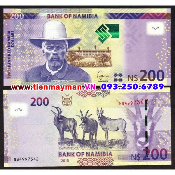 Tiền giấy Namibia 200 Dollar 2015 UNC