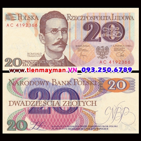 Tiền giấy Ba Lan 20 Zlotych 1992 UNC