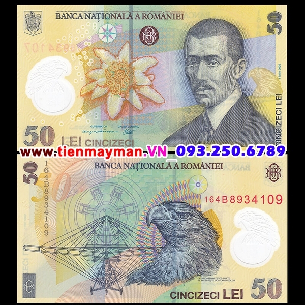 Tiền giấy Romania 50 Lei 2009 UNC Polymer