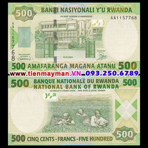 Tiền giấy Rwanda 500 Francs 2008 UNC