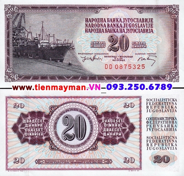 Tiền giấy Nam Tư 20 Dinara 1986 UNC