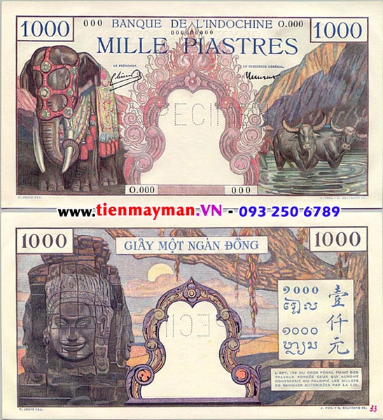 1000 Piastres 1951 P-84s | 1000 Đồng Mặt Đá