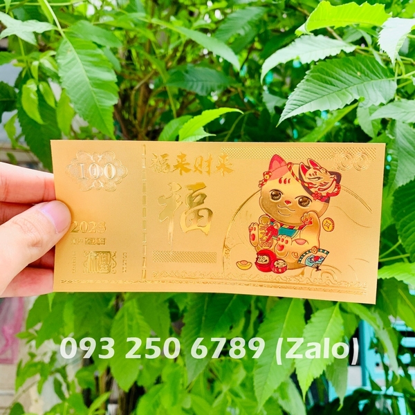 Tiền con mèo Macao 100 mạ vàng plastic