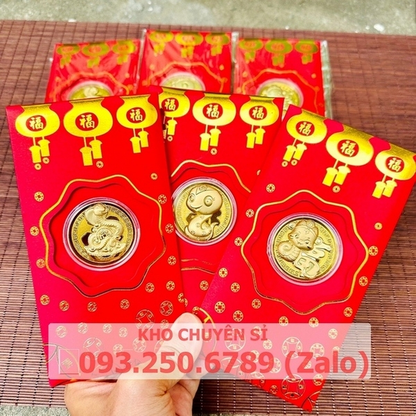 Bao lì xì con rắn vàng 24k