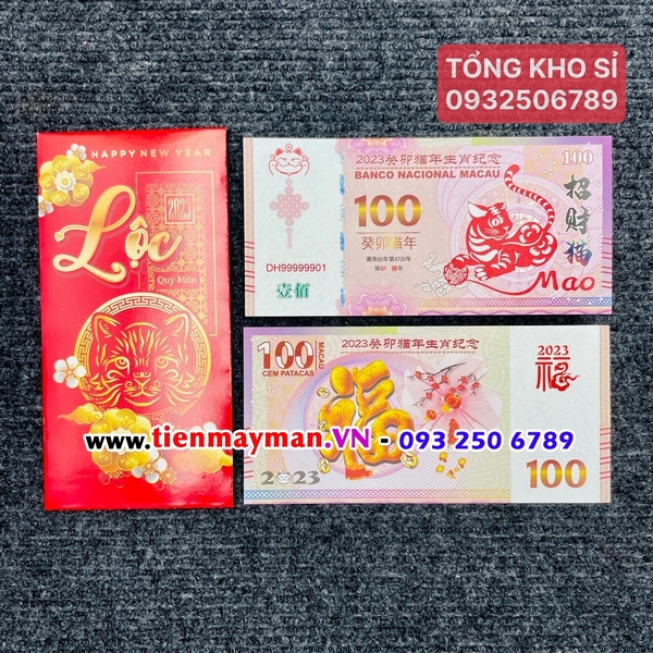 cận cảnh tờ tiền hình con mèo macao 100