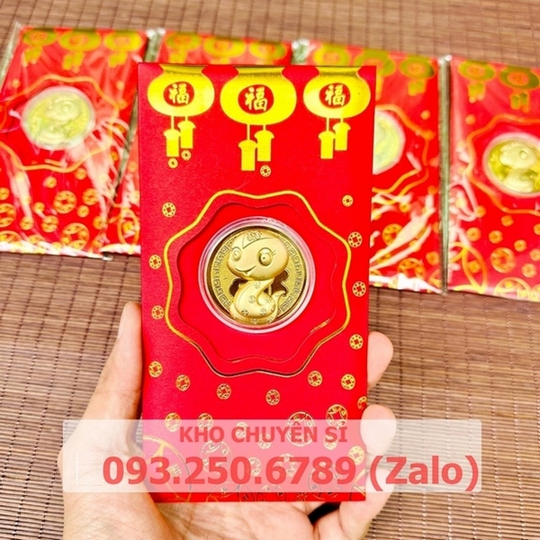 Bao lì xì con rắn mạ vàng 24k