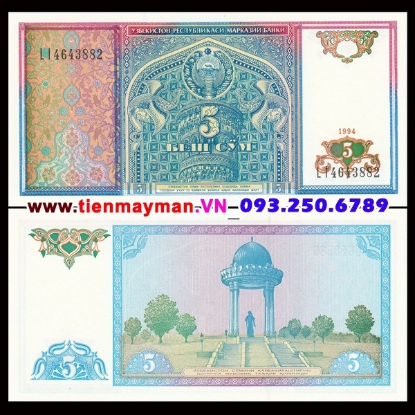 Tiền giấy Uzbekistan 5 Sum 1994 UNC