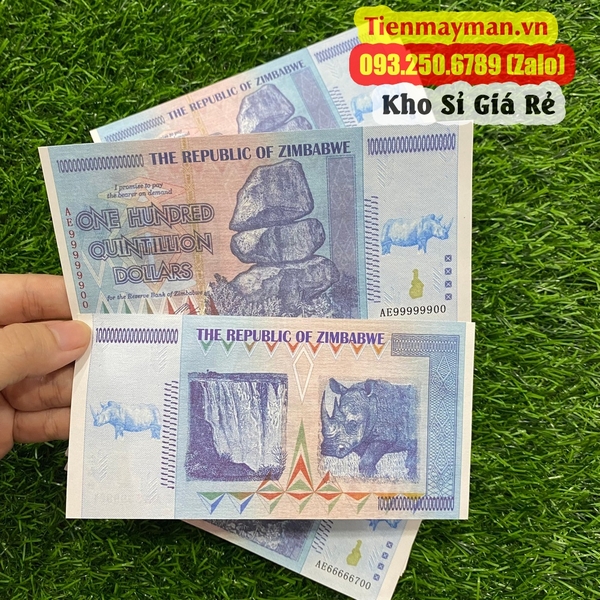 Tờ Tiền Lưu Niệm 100 Triệu Tỷ Dollar Zimbabwe siêu khủng