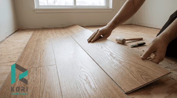 Thi công lắp đặt sàn nhựa giả gỗ tại KORI