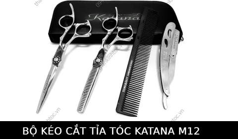 Bộ kéo cắt tỉa tóc nam nữ gia đình chuyên nghiệp an toàn Katana M12 - Chính hãng 6.0 (Quà tặng)