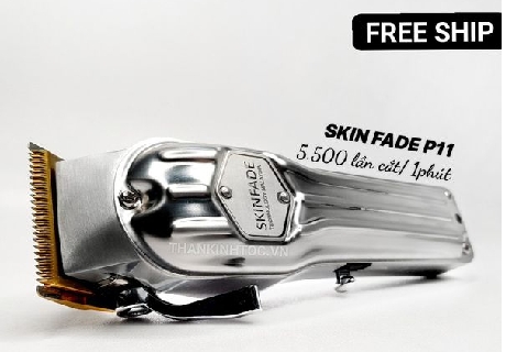 Tông đơ pin cắt tóc gia đình an toàn chính hãng giá tốt - Lưỡi kép - Chuyên Fade cữ - SKIN FADE P11
