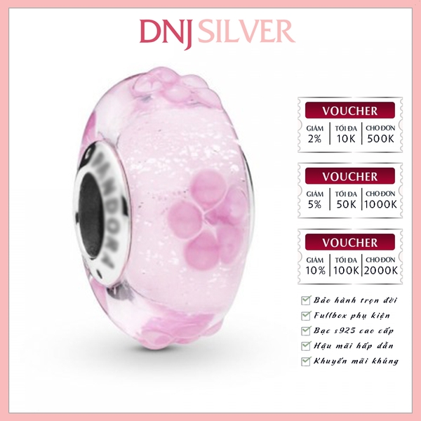 [Chính hãng] Charm bạc 925 cao cấp - Charm Murano Pink Flower thích hợp để mix vòng tay charm bạc cao cấp - DN608
