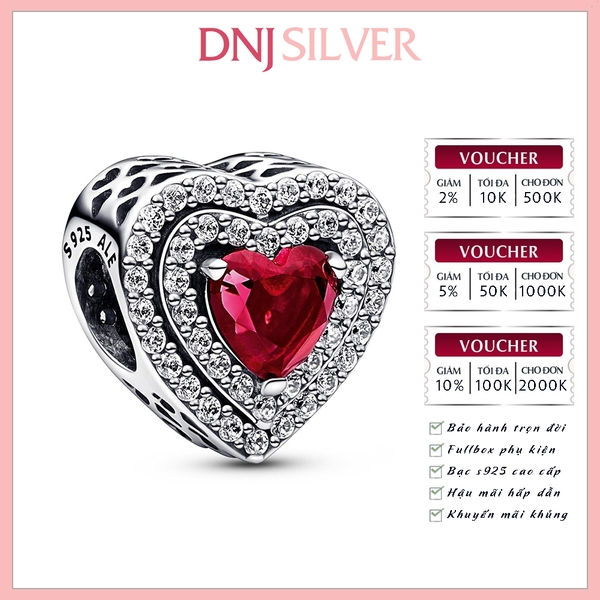 [Chính hãng] Charm bạc 925 cao cấp - Charm Sparkling Levelled Heart Women's thích hợp để mix vòng tay charm bạc cao cấp - DN520