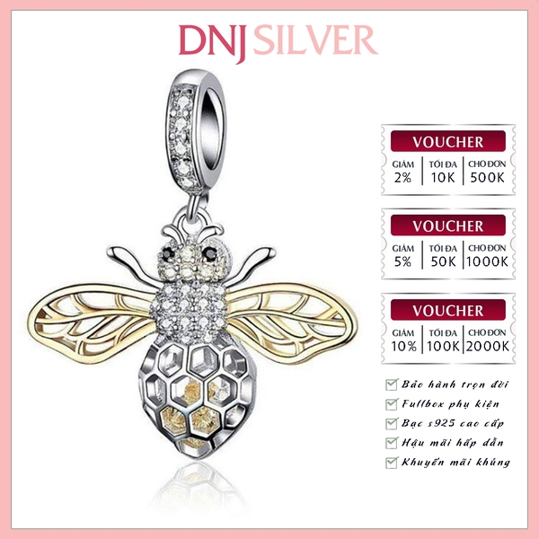[Chính hãng] Charm bạc 925 cao cấp - Charm Sterling Silver Bee thích hợp để mix vòng tay charm bạc cao cấp - DN748