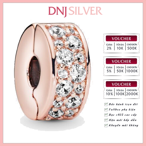 [Chính hãng] Charm bạc 925 cao cấp - Charm RoseClear Pavé Clip thích hợp để mix vòng tay charm bạc cao cấp - DN622