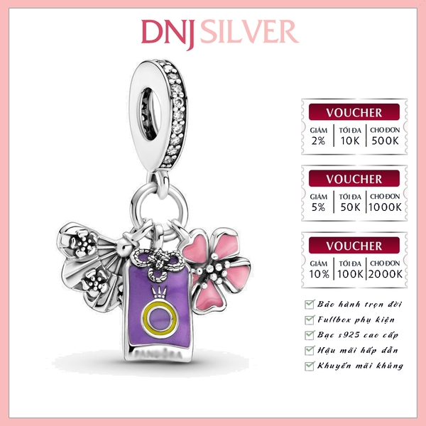 [Chính hãng] Charm bạc 925 cao cấp - Charm Teal Pavé ClipJapanese Sakura, Omamori & Fan Dangle thích hợp để mix vòng tay charm bạc cao cấp - DN720