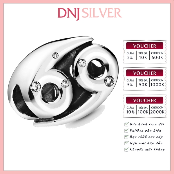 [Chính hãng] Charm bạc 925 cao cấp - Charm Sparkling Cancer Zodiac thích hợp để mix vòng tay charm bạc cao cấp - DN652