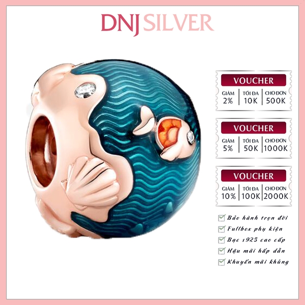 [Chính hãng] Charm bạc 925 cao cấp - Charm Shimmering Ocean Waves & Fish thích hợp để mix vòng tay charm bạc cao cấp - DN701